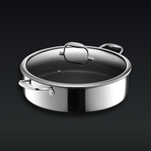 HexClad Hybrid Deep Sauté Pan/Chicken Fryer with Lid, 7-Qt