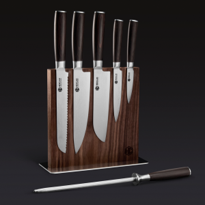 HexClad Damascus Steel Knife Set, 7-pc (Espresso)