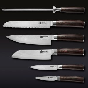 HexClad Damascus Steel Knife Set, 6-pc (Espresso)