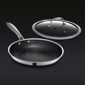 HexClad Hybrid Fry Pan with Lid, 10"