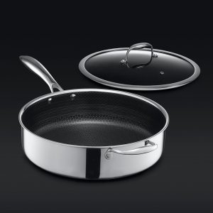 HexClad Hybrid Deep Sauté Pan with Lid, 5.5-Qt