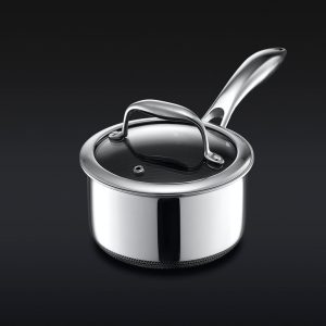 HexClad Hybrid Saucepan with Lid, 1-Qt